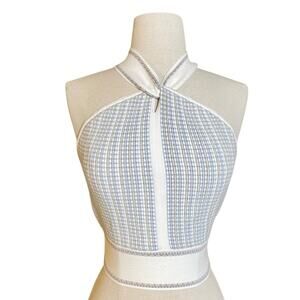 CLUB MONACO cross strap Raeni halter knit tank | S
